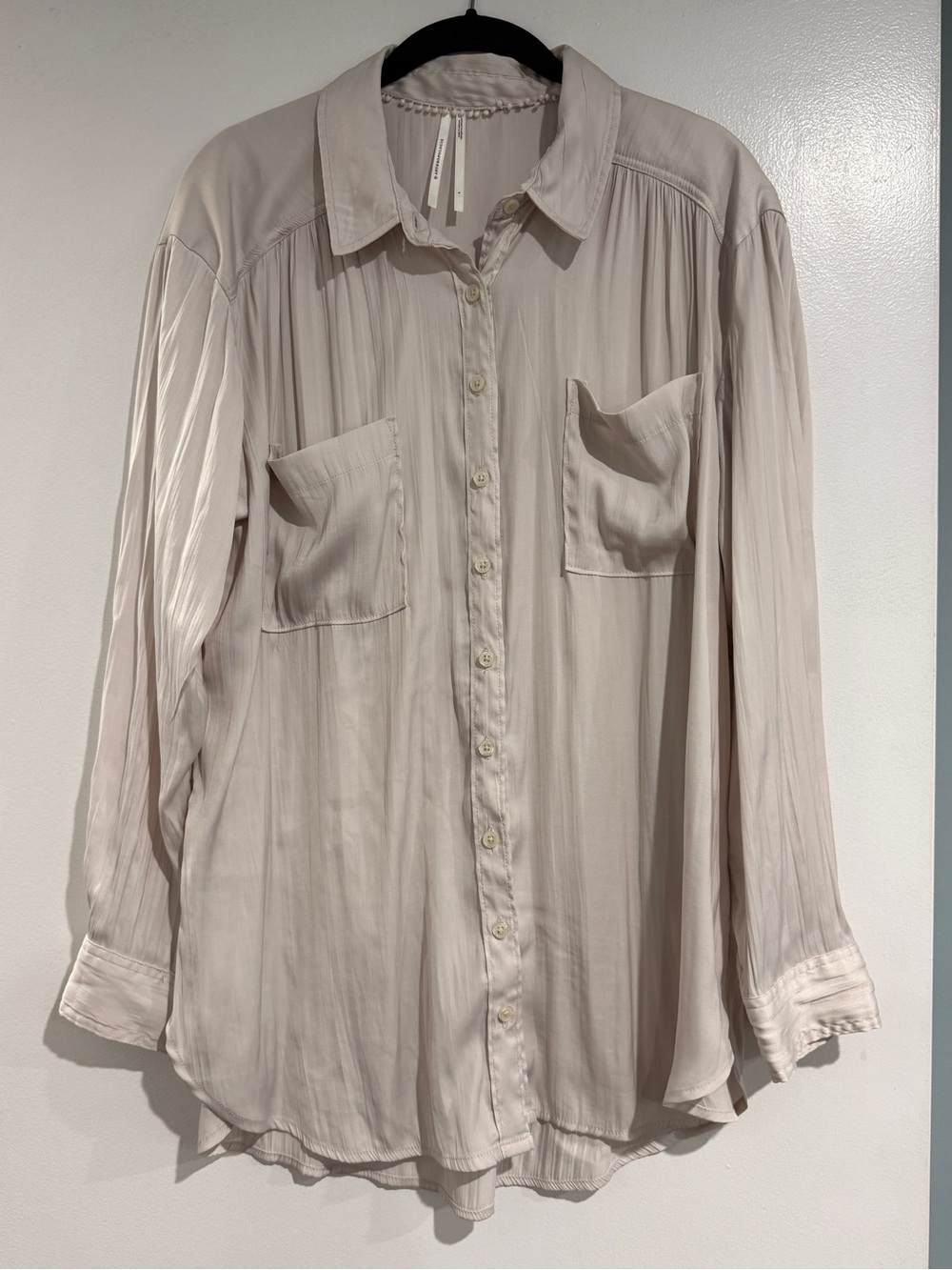 Anthropologie Soft Cream Button-Front Pocket Shirt